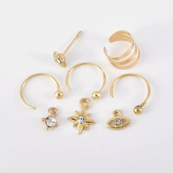 ⚜️[𝟯/$𝟭𝟴]⚜️Gold Crystal 5 Earrings Boho Set NEW - Picture 3 of 7